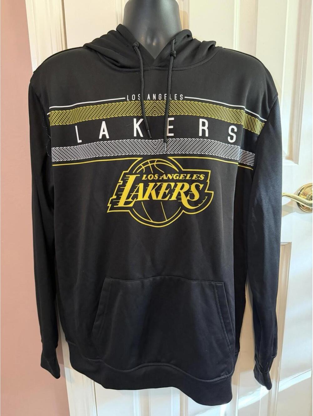 Los Angeles Lakers Hoodie Mens Large Black Gold NBA Ultragame Sweatshirt